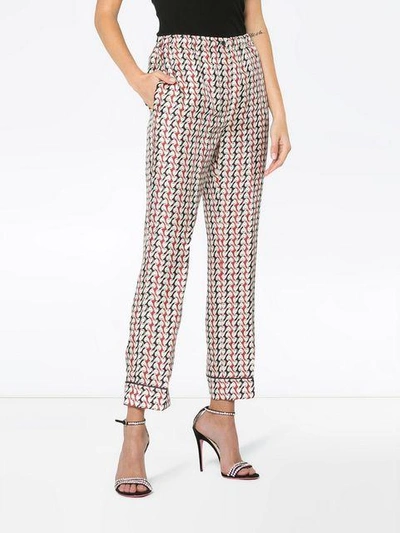 Shop Prada Silk Pyjamas With Wave Pattern - Neutrals