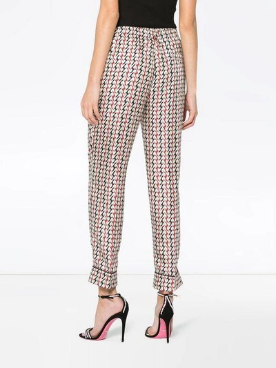 Shop Prada Silk Pyjamas With Wave Pattern - Neutrals