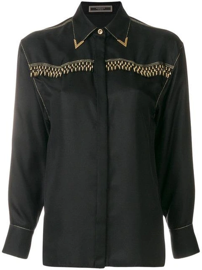 Shop Versace Beaded Shirt - Black
