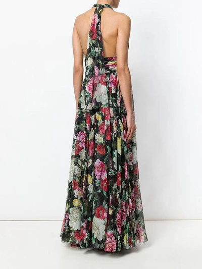 Shop Dolce & Gabbana Pleated Halterneck Dress In Multicolour