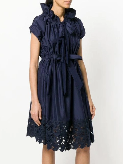 Shop Lanvin Lace Trim Dress In Blue