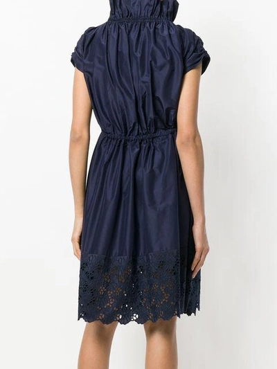 Shop Lanvin Lace Trim Dress In Blue