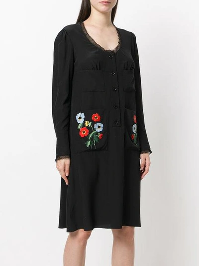 Shop Sonia Rykiel Embroidered Shirt Dress - Black
