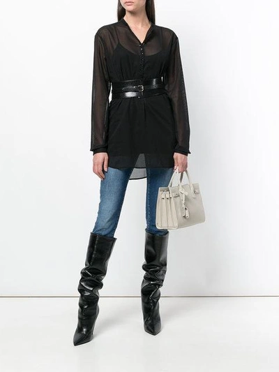 Shop Saint Laurent Sheer Long-sleeve Shirt In Black