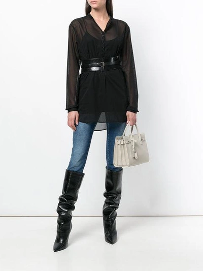 Saint Laurent Stand-collar Cotton-voile Shirt In Black