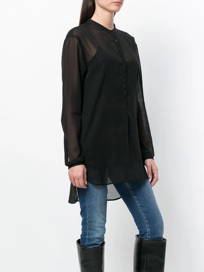 Shop Saint Laurent Sheer Long-sleeve Shirt In Black