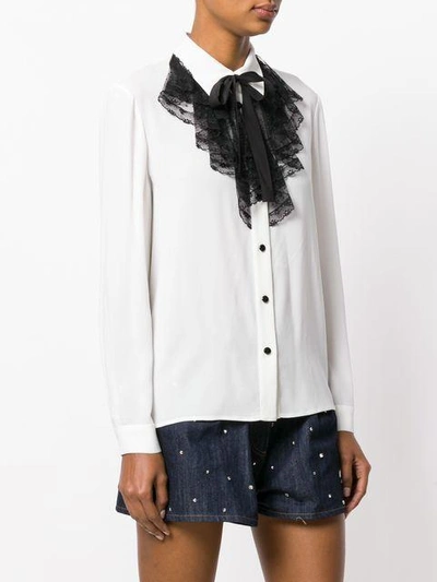 Shop Miu Miu Ruffle Bib Shirt In White