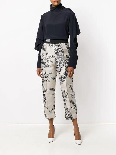 Shop Fendi Tailored Printed Trousers - Neutrals
