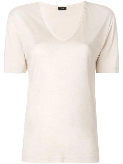 Shop Joseph V-neck T-shirt - Nude & Neutrals