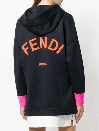 Shop Fendi Oversized Logo Hoodie - Black
