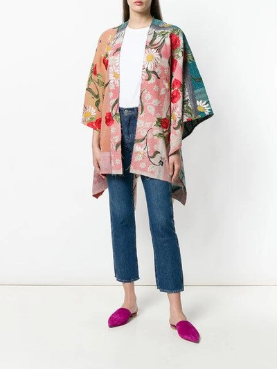 Shop Ermanno Gallamini Floral Print Kimono Jacket - Multicolour