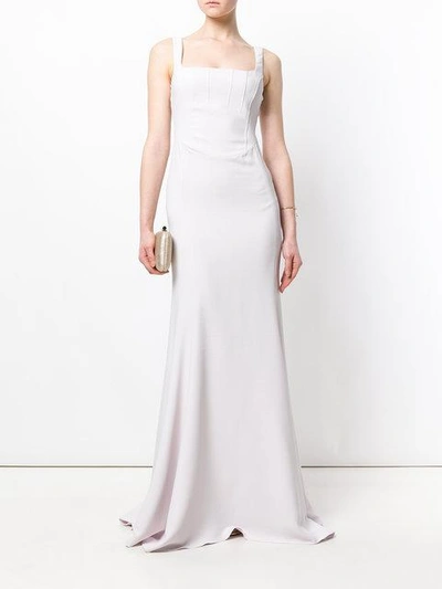 Shop Antonio Berardi Fitted Bodice Flared Gown In 690 Open Pink