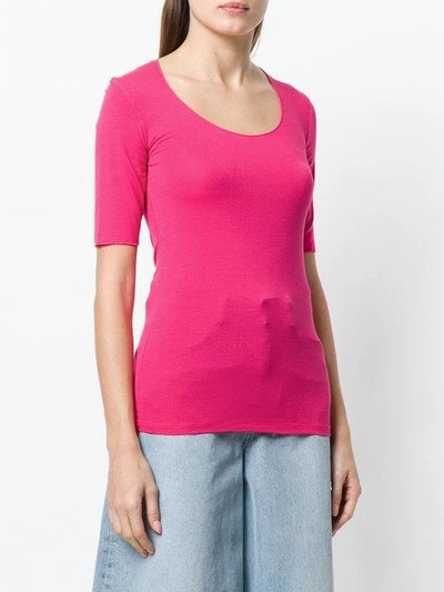 Shop Majestic Filatures U-neck Slim T-shirt - Pink