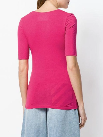 Shop Majestic Filatures U-neck Slim T-shirt - Pink