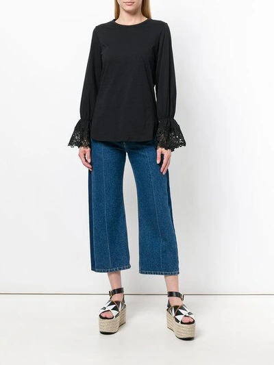 Shop See By Chloé Lace-trimmed Blouse - Black