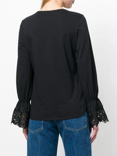 Shop See By Chloé Lace-trimmed Blouse - Black