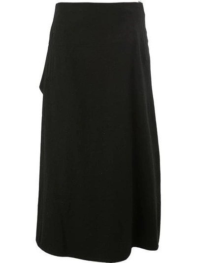 Shop Yohji Yamamoto High Waisted Long Skirt - Black