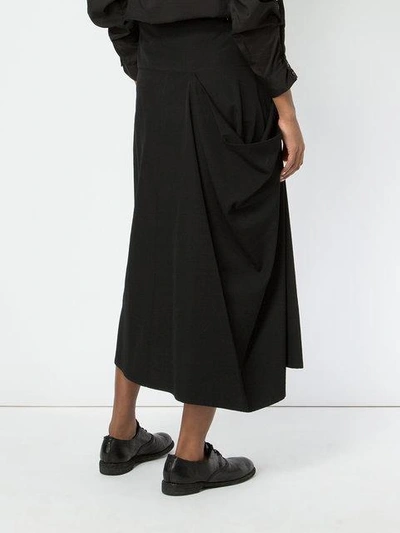 Shop Yohji Yamamoto High Waisted Long Skirt - Black