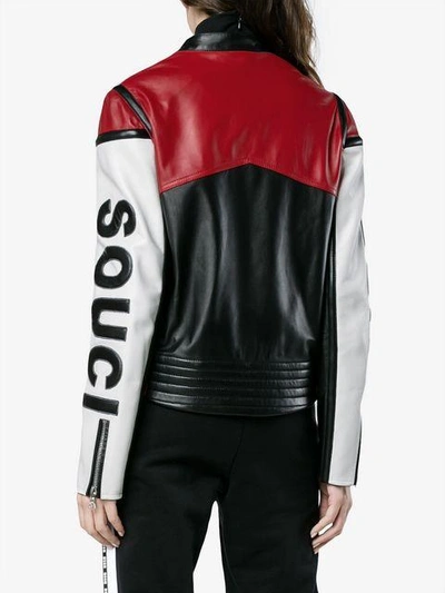 Shop Beau Souci Logo Moto Leather Jacket In Black