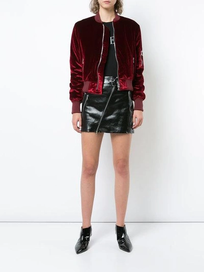 Shop Amiri Velvet Bomber Jacket In Red