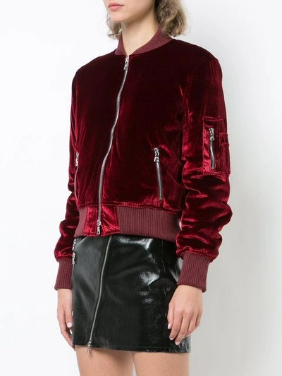 Shop Amiri Velvet Bomber Jacket In Red