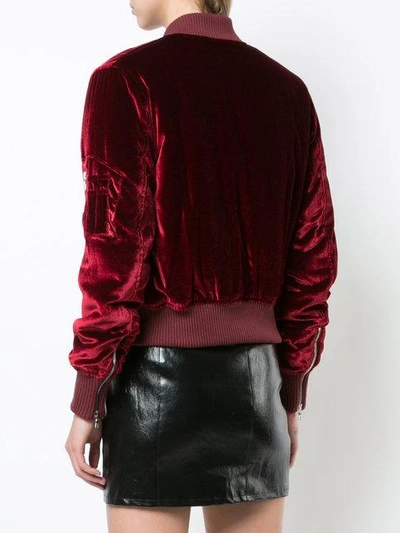 Shop Amiri Velvet Bomber Jacket In Red