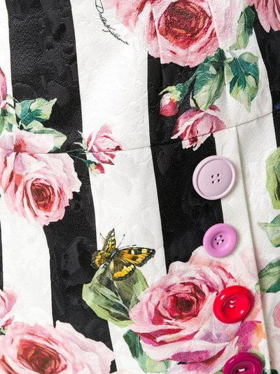 Shop Dolce & Gabbana Striped Rose Print Mini Skirt