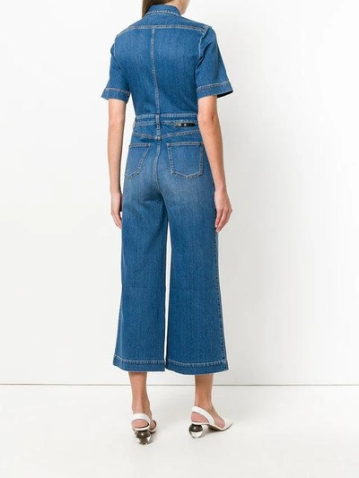 Shop Stella Mccartney Cropped Denim Jumpsuit In Blue