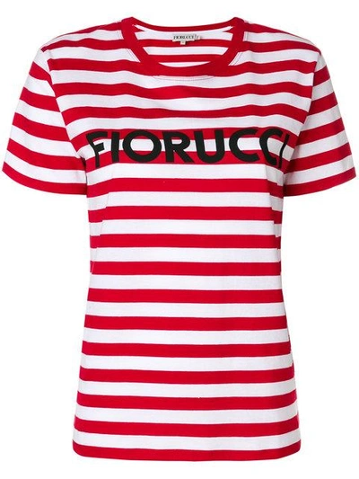 Shop Fiorucci Striped Logo T-shirt In White