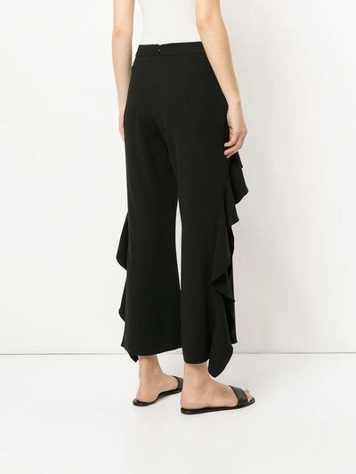 Shop Goen J Ruffled Slit Trousers In Black