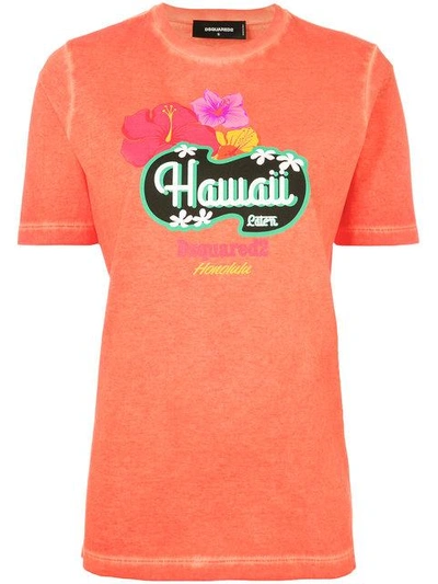 Shop Dsquared2 Hawaii Print T-shirt In Yellow