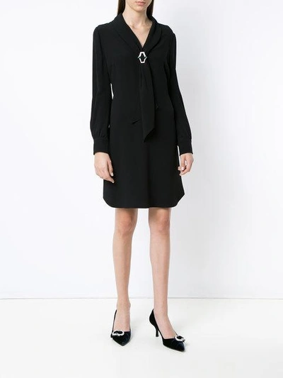 Shop Prada Shift Dress With Gem Brooch