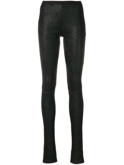 Shop Rick Owens Leather Leggings In Black