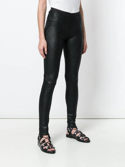 Shop Rick Owens Leather Leggings In Black