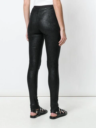 Shop Rick Owens Leather Leggings In Black