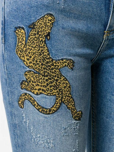 Shop Zoe Karssen Embroidered Cheetah Skinny Jeans