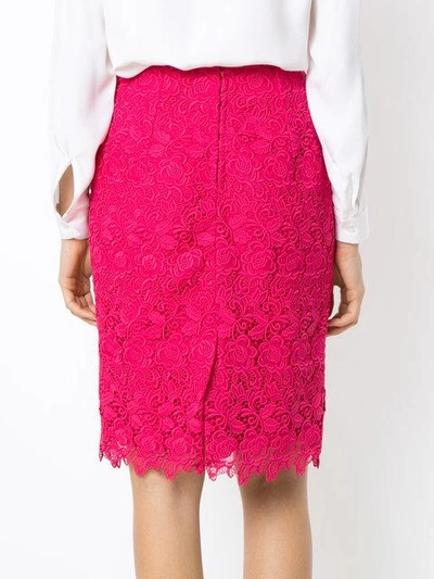 Shop Martha Medeiros Lace Pencil Skirt In Pink