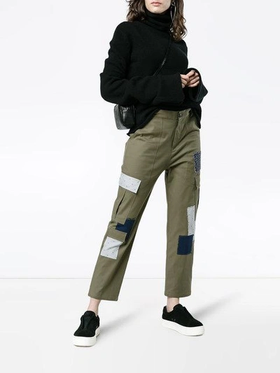 Shop 78 Stitches Cotton Combat Trousers With Patches In Green