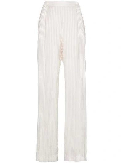 Shop Stella Mccartney Silk High Waisted Trousers In White