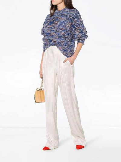 Shop Stella Mccartney Silk High Waisted Trousers In White