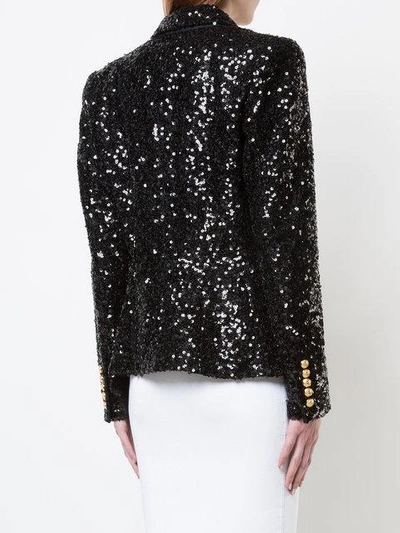 Shop Balmain Sequined Double-breasted Blazer