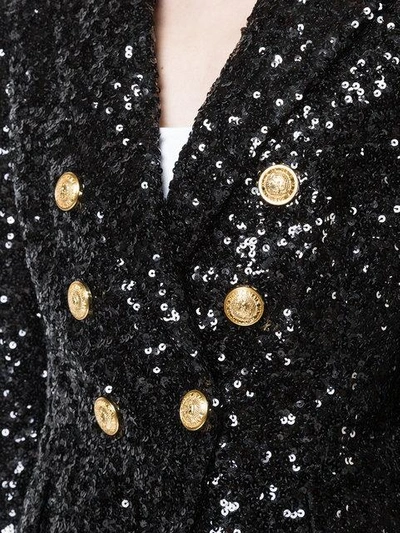 Shop Balmain Sequined Double-breasted Blazer