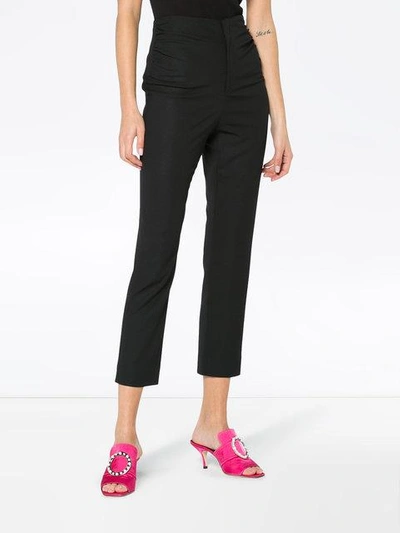 Shop Jacquemus High Waisted Skinny Cropped Trousers In Black