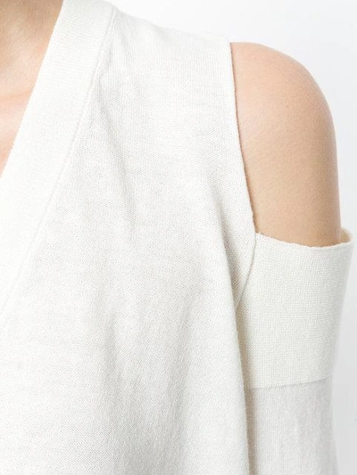 Shop Nude Cold Shoulder Knit Top - White
