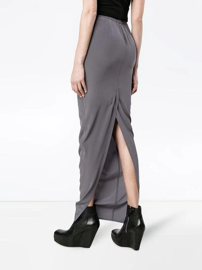 Shop Rick Owens Silk Column Skirt In Grey