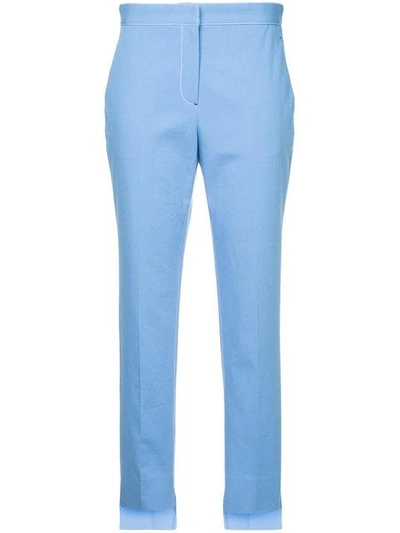 Shop Rosetta Getty Contrast Stitch Tapered Trousers In Blue