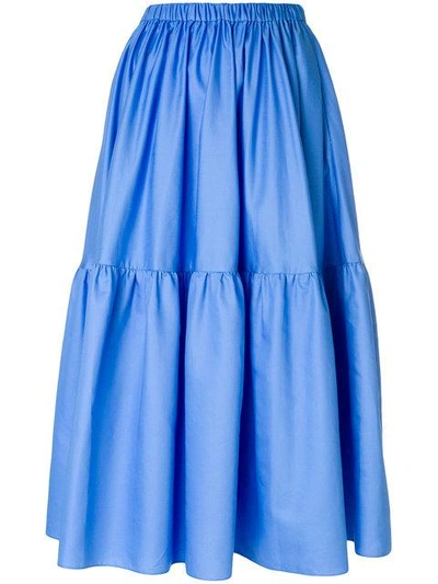 Shop Stella Mccartney Elasticated Waist Midi Skirt In Blue