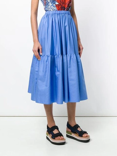 Shop Stella Mccartney Elasticated Waist Midi Skirt In Blue