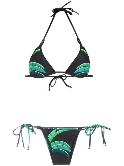 Shop Amir Slama Tropical Print Bikini Set In Black