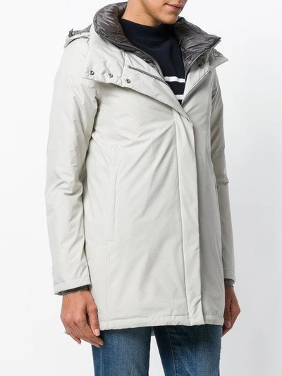 Shop Herno Padded Zipped Coat In Grey